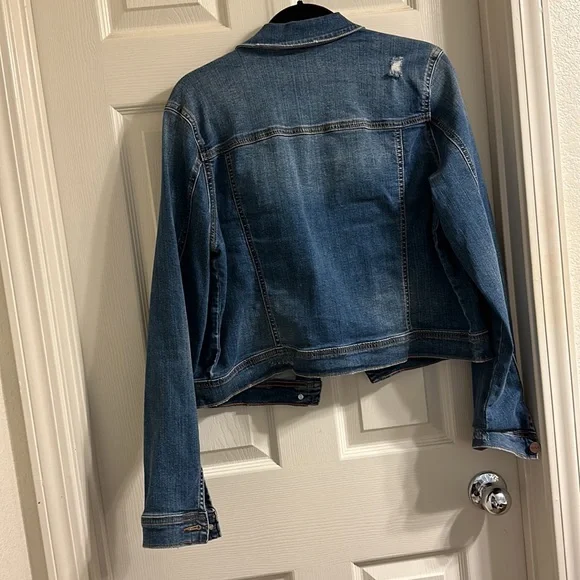 Carly Jean Los Angeles Distressed Blue Denim Jean Jacket - Picture 2 of 4